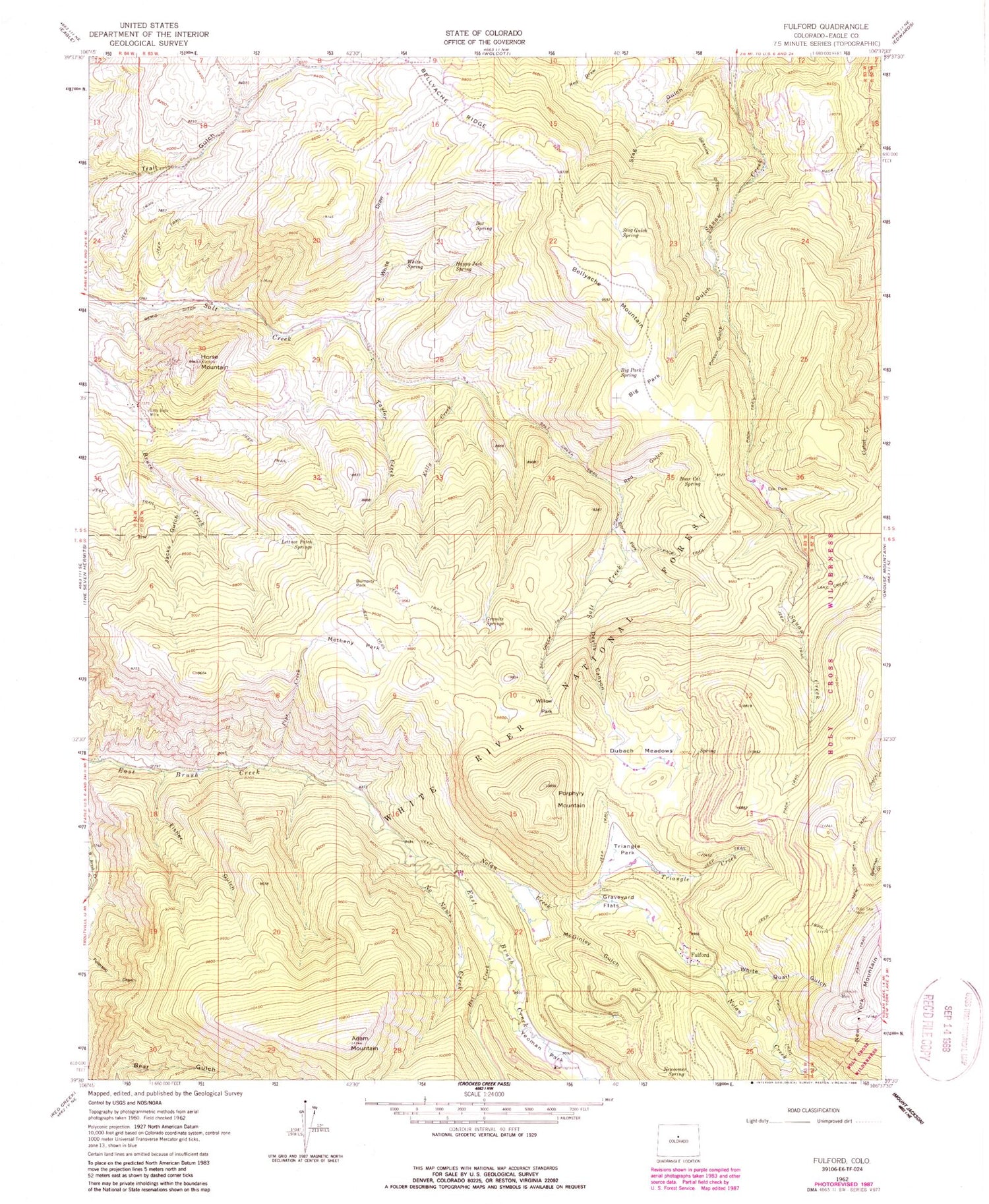 Classic USGS Fulford Colorado 7.5'x7.5' Topo Map Image