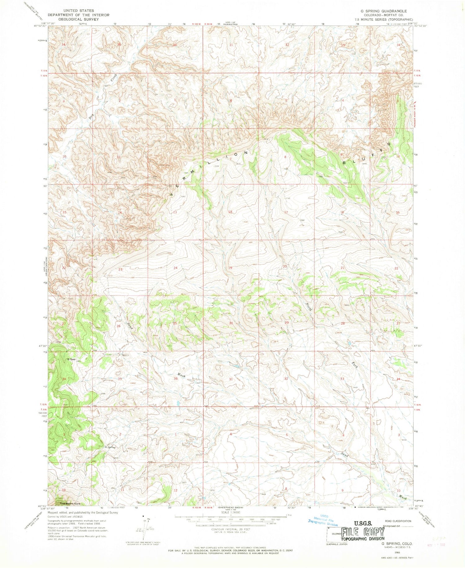 Classic USGS G Spring Colorado 7.5'x7.5' Topo Map Image