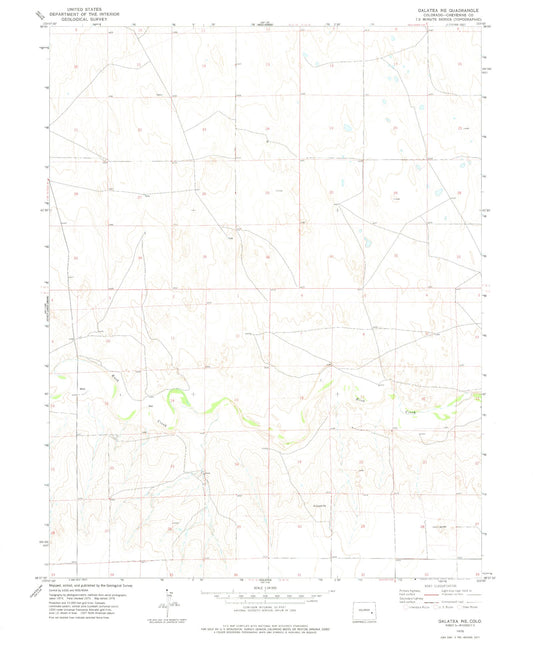 Classic USGS Galatea NE Colorado 7.5'x7.5' Topo Map Image