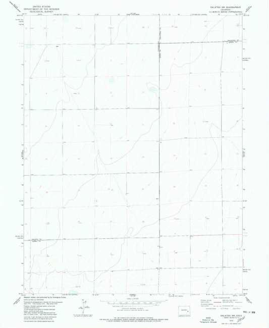 Classic USGS Galatea SW Colorado 7.5'x7.5' Topo Map Image