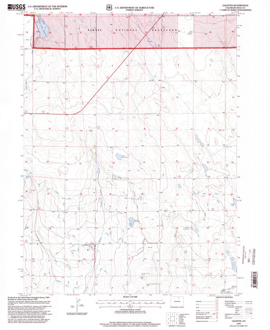 Classic USGS Galeton Colorado 7.5'x7.5' Topo Map Image