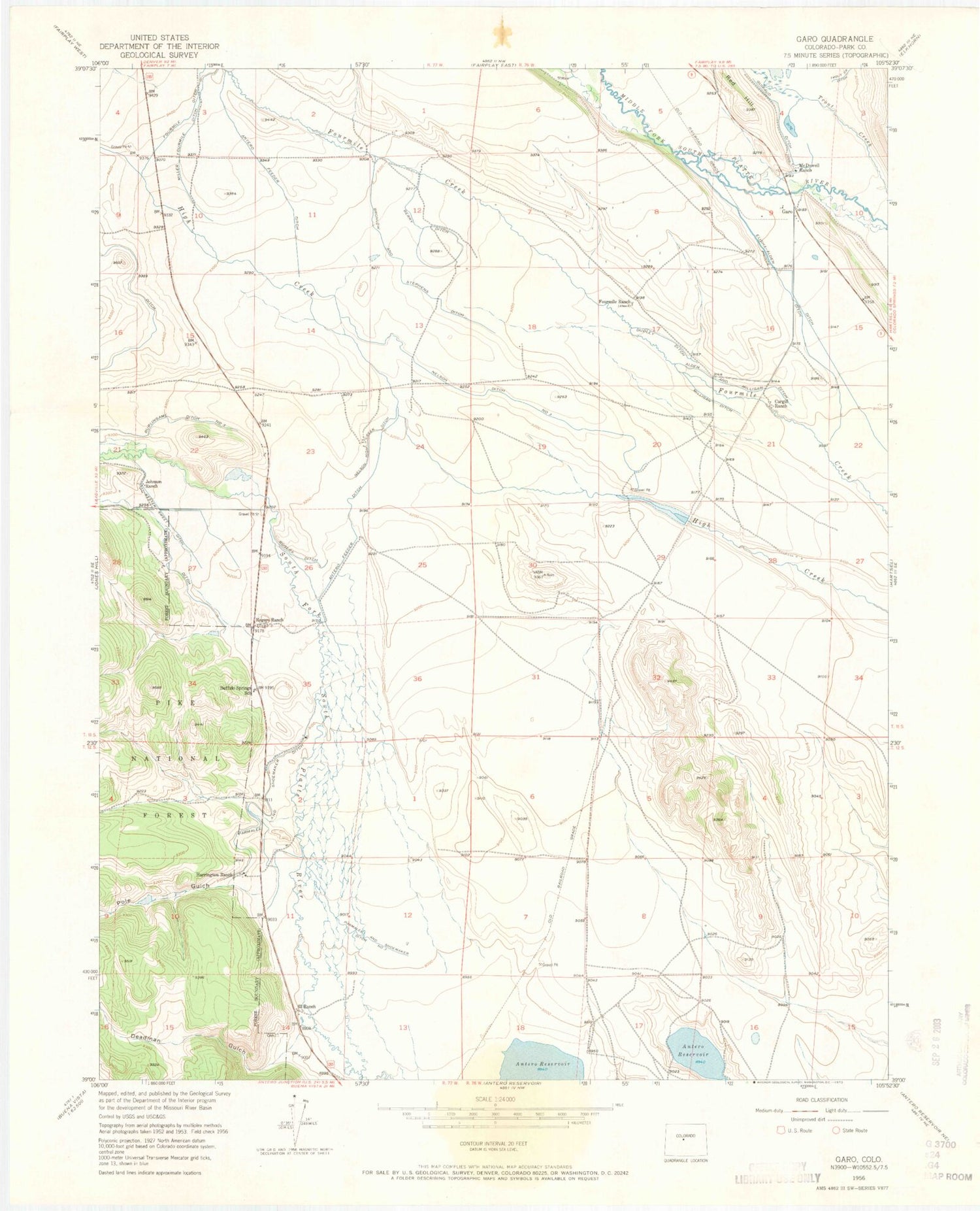 Classic USGS Garo Colorado 7.5'x7.5' Topo Map Image