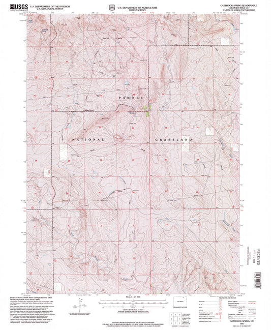 Classic USGS Gatehook Spring Colorado 7.5'x7.5' Topo Map Image