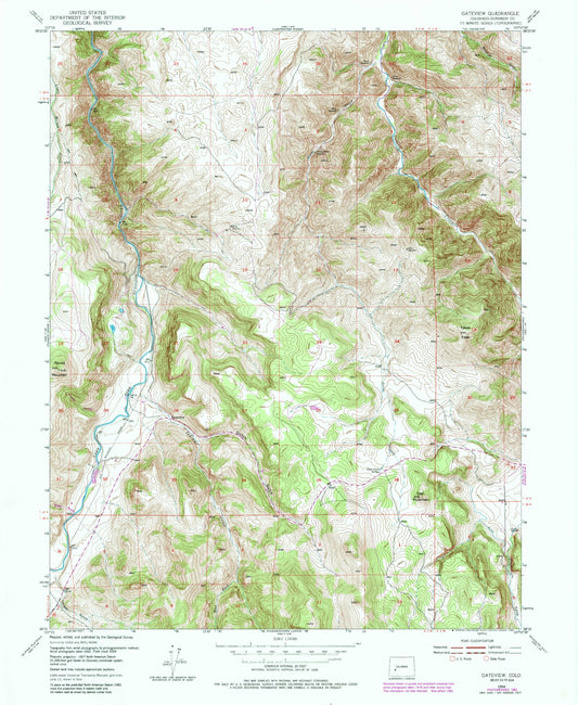 Classic USGS Gateview Colorado 7.5'x7.5' Topo Map Image