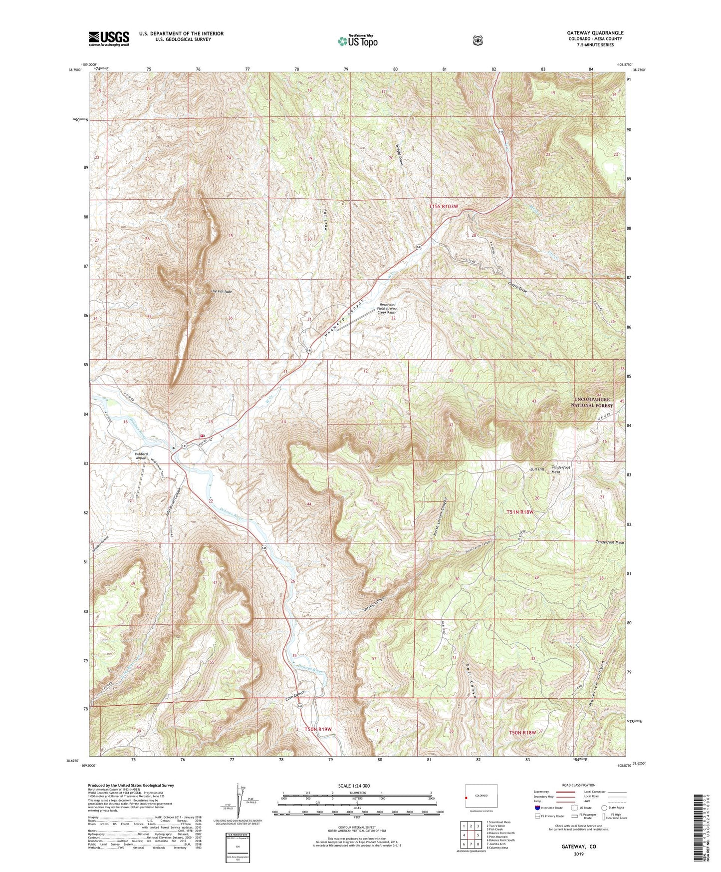 Gateway Colorado US Topo Map Image