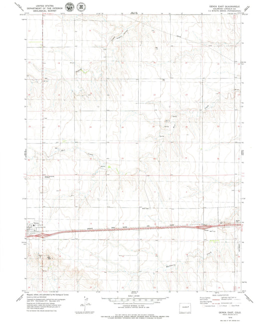 Classic USGS Genoa East Colorado 7.5'x7.5' Topo Map Image