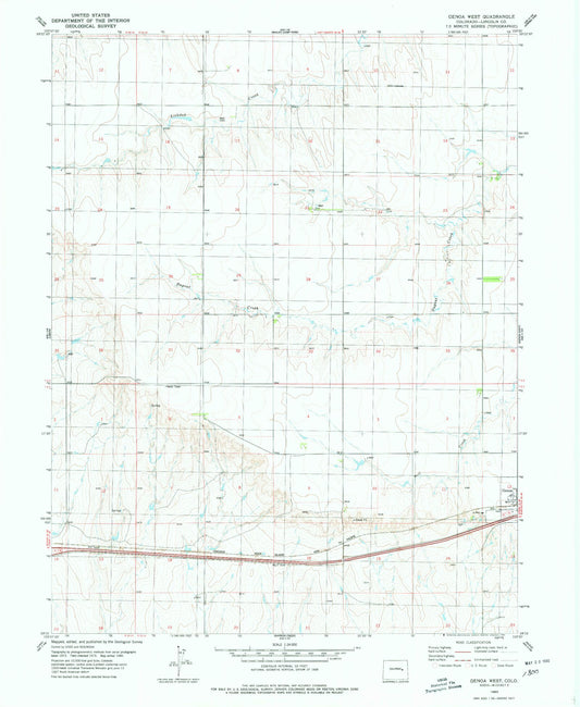 Classic USGS Genoa West Colorado 7.5'x7.5' Topo Map Image