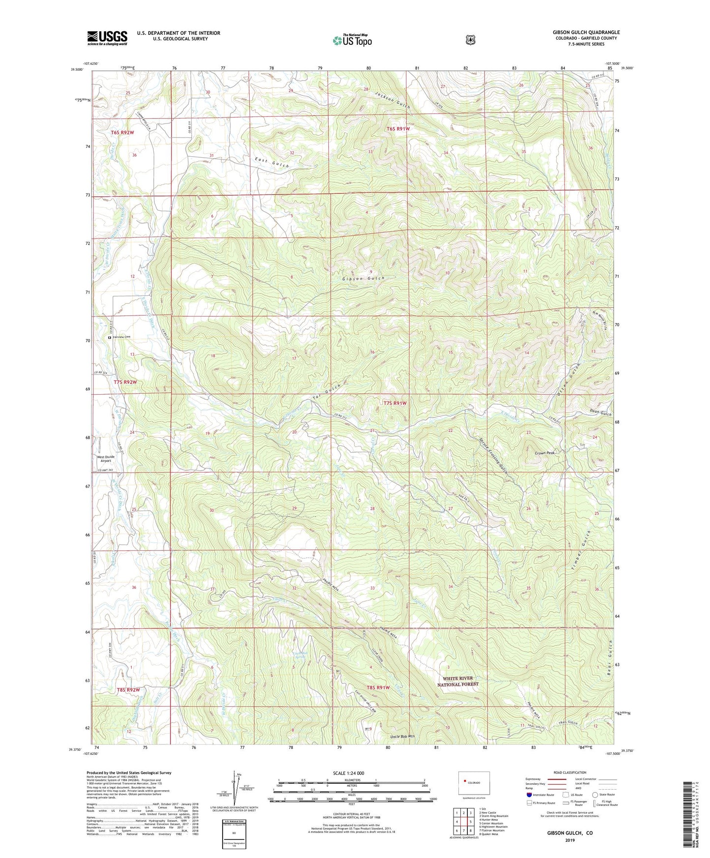 Gibson Gulch Colorado US Topo Map Image