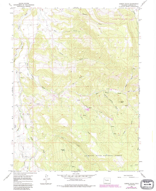 Classic USGS Gibson Gulch Colorado 7.5'x7.5' Topo Map Image