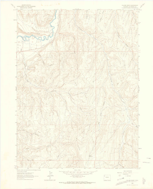Classic USGS Gillam Draw Colorado 7.5'x7.5' Topo Map Image