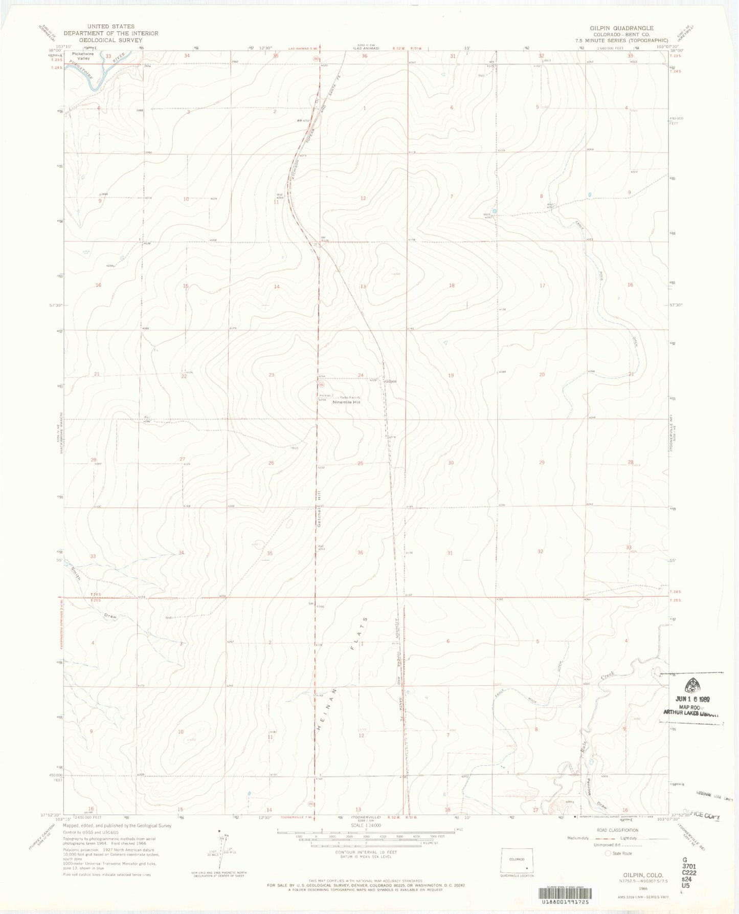 Classic USGS Gilpin Colorado 7.5'x7.5' Topo Map Image