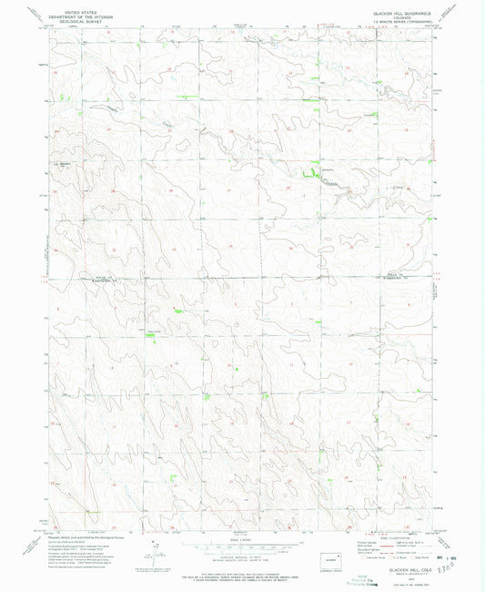Classic USGS Glacken Hill Colorado 7.5'x7.5' Topo Map Image