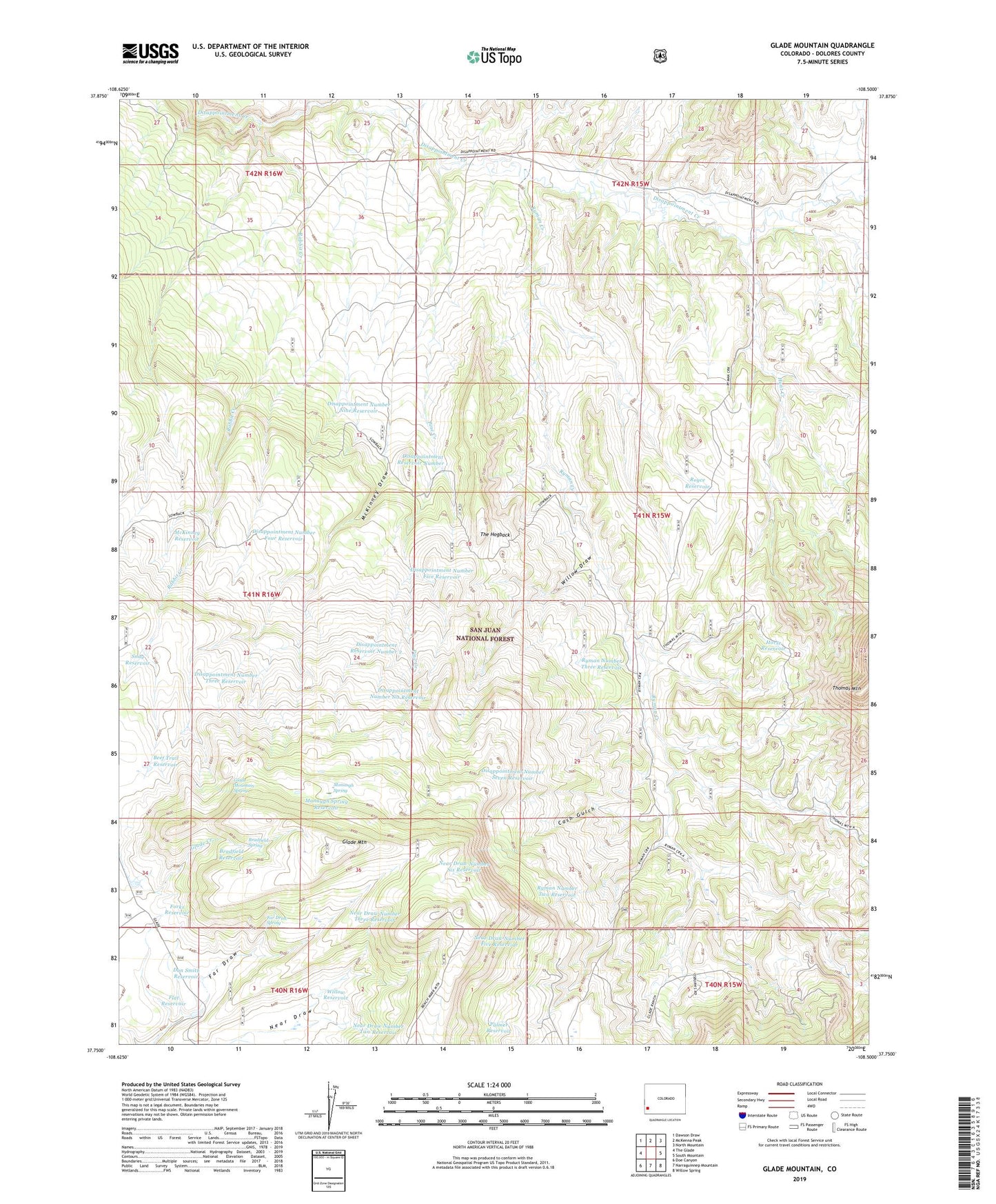 Glade Mountain Colorado US Topo Map Image