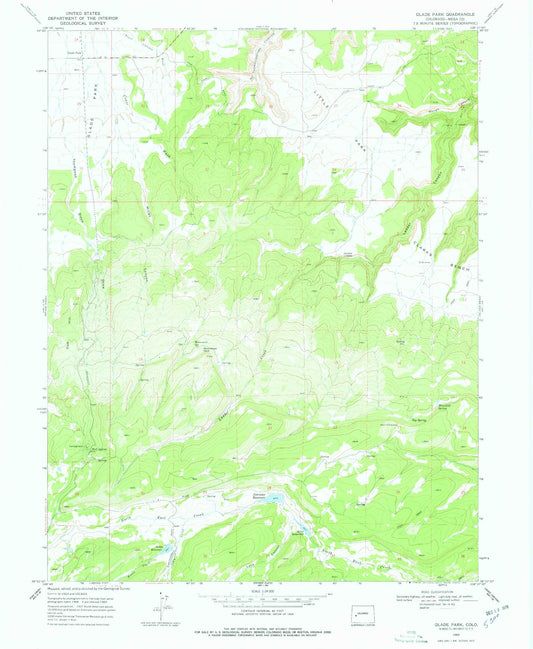 Classic USGS Glade Park Colorado 7.5'x7.5' Topo Map Image