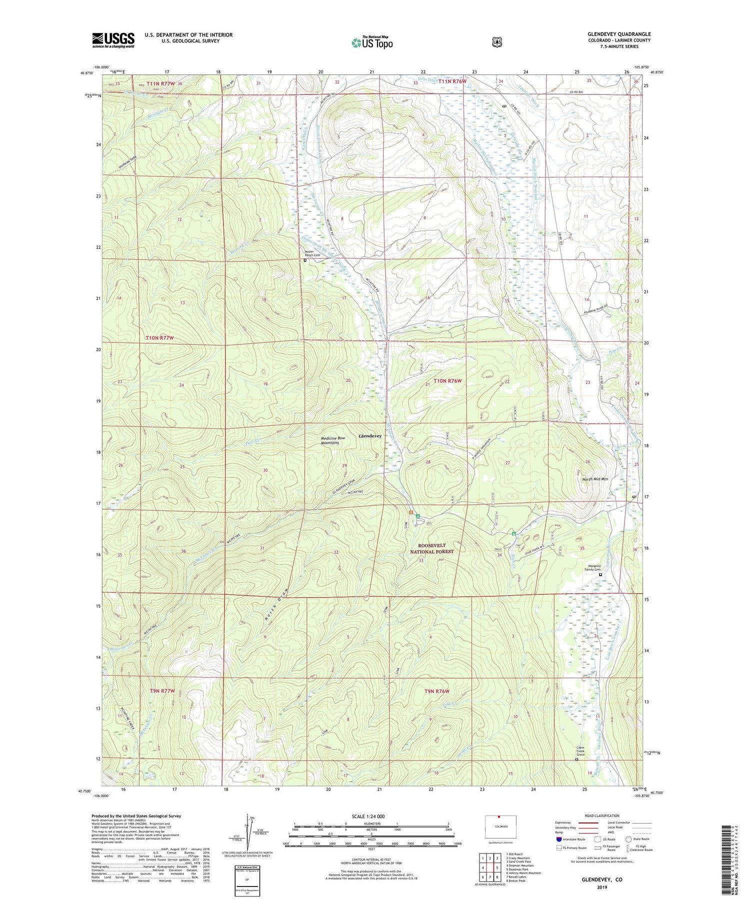 Glendevey Colorado US Topo Map Image