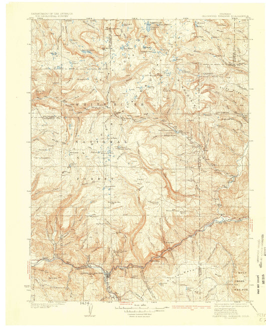 Historic 1930 Glenwood Springs Colorado 30'x30' Topo Map Image