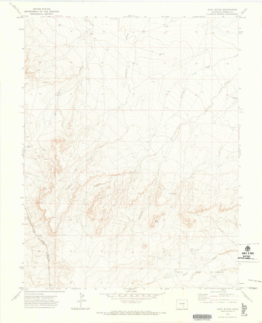 Classic USGS Goat Butte Colorado 7.5'x7.5' Topo Map Image
