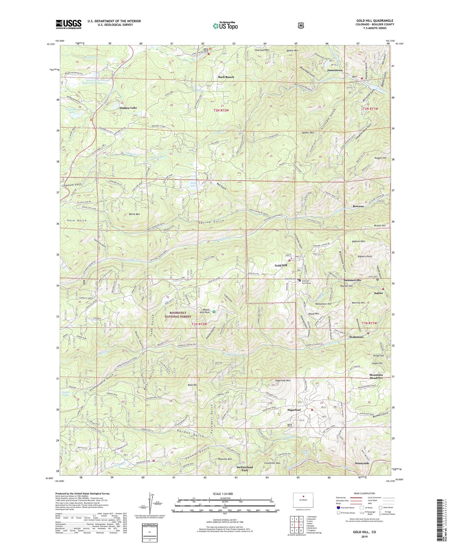 Gold Hill Colorado US Topo Map Image