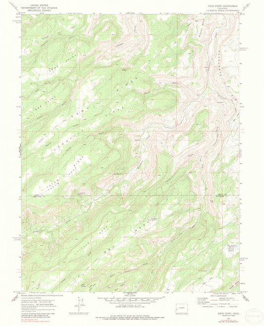 Classic USGS Good Point Colorado 7.5'x7.5' Topo Map Image