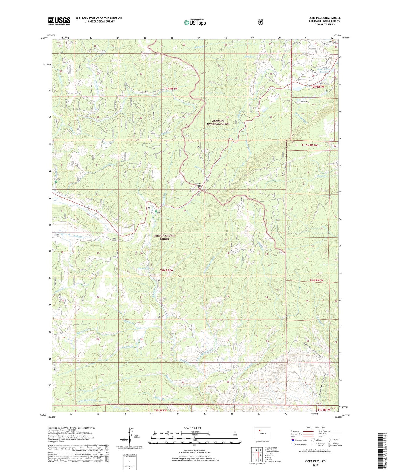 Gore Pass Colorado US Topo Map Image