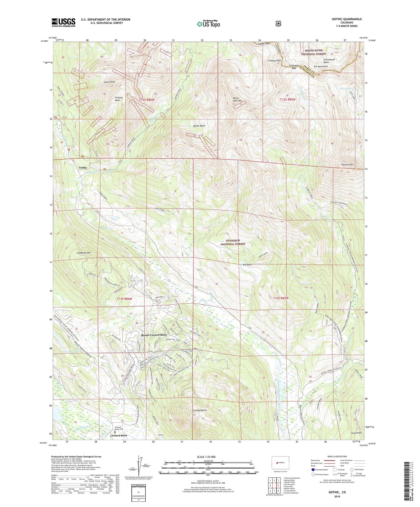Gothic Colorado US Topo Map Image
