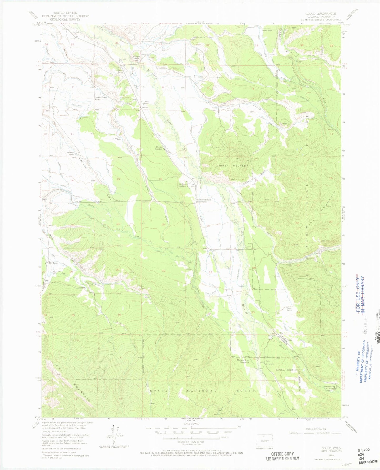 Classic USGS Gould Colorado 7.5'x7.5' Topo Map Image