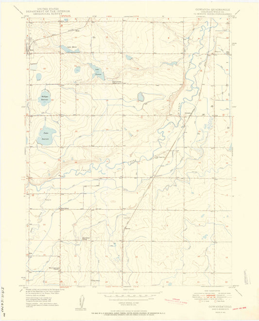Classic USGS Gowanda Colorado 7.5'x7.5' Topo Map Image