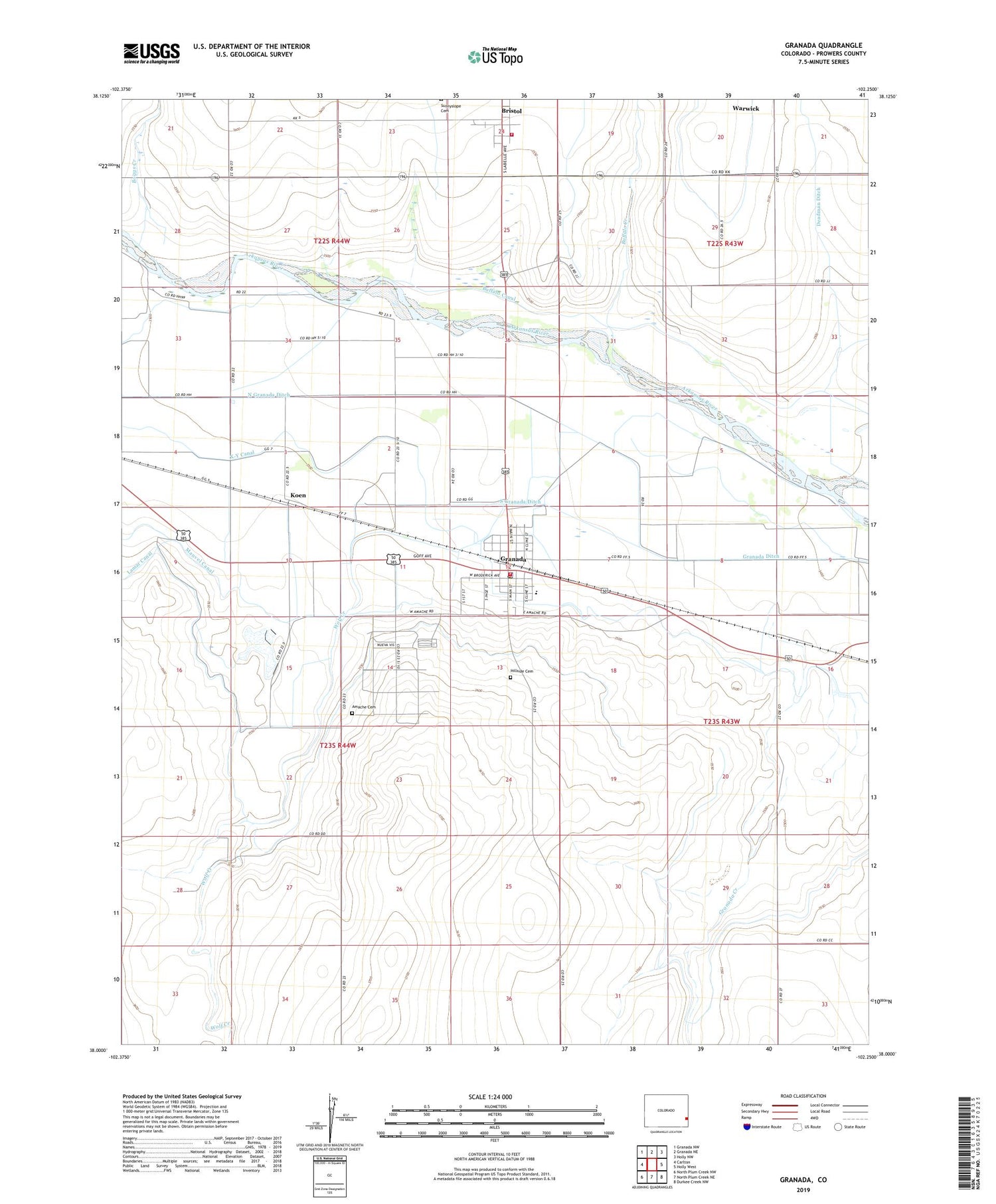 Granada Colorado US Topo Map Image