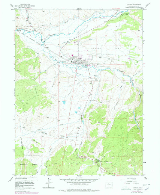 Classic USGS Granby Colorado 7.5'x7.5' Topo Map Image