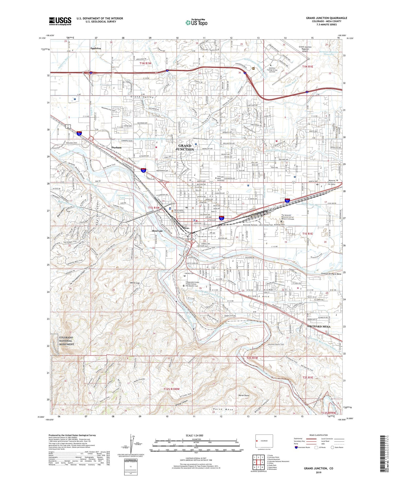 Grand Junction Colorado US Topo Map Image