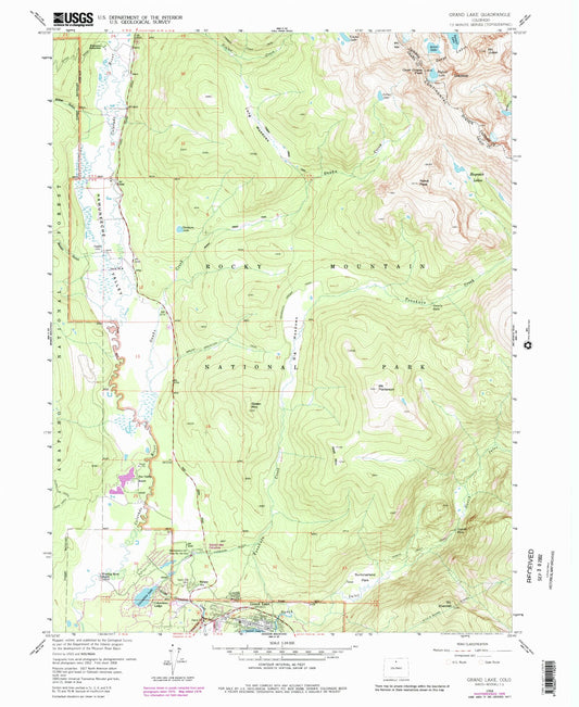 USGS Classic Grand Lake Colorado 7.5'x7.5' Topo Map Image