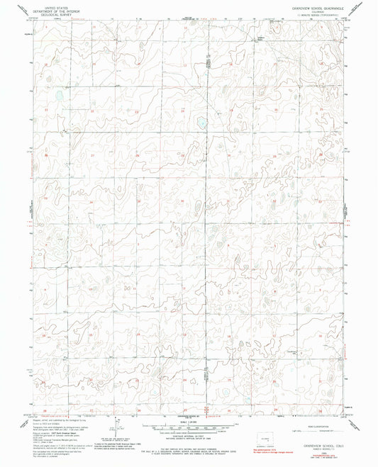Classic USGS Grandview School Colorado 7.5'x7.5' Topo Map Image