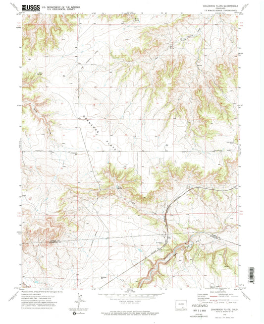Classic USGS Graneros Flats Colorado 7.5'x7.5' Topo Map Image