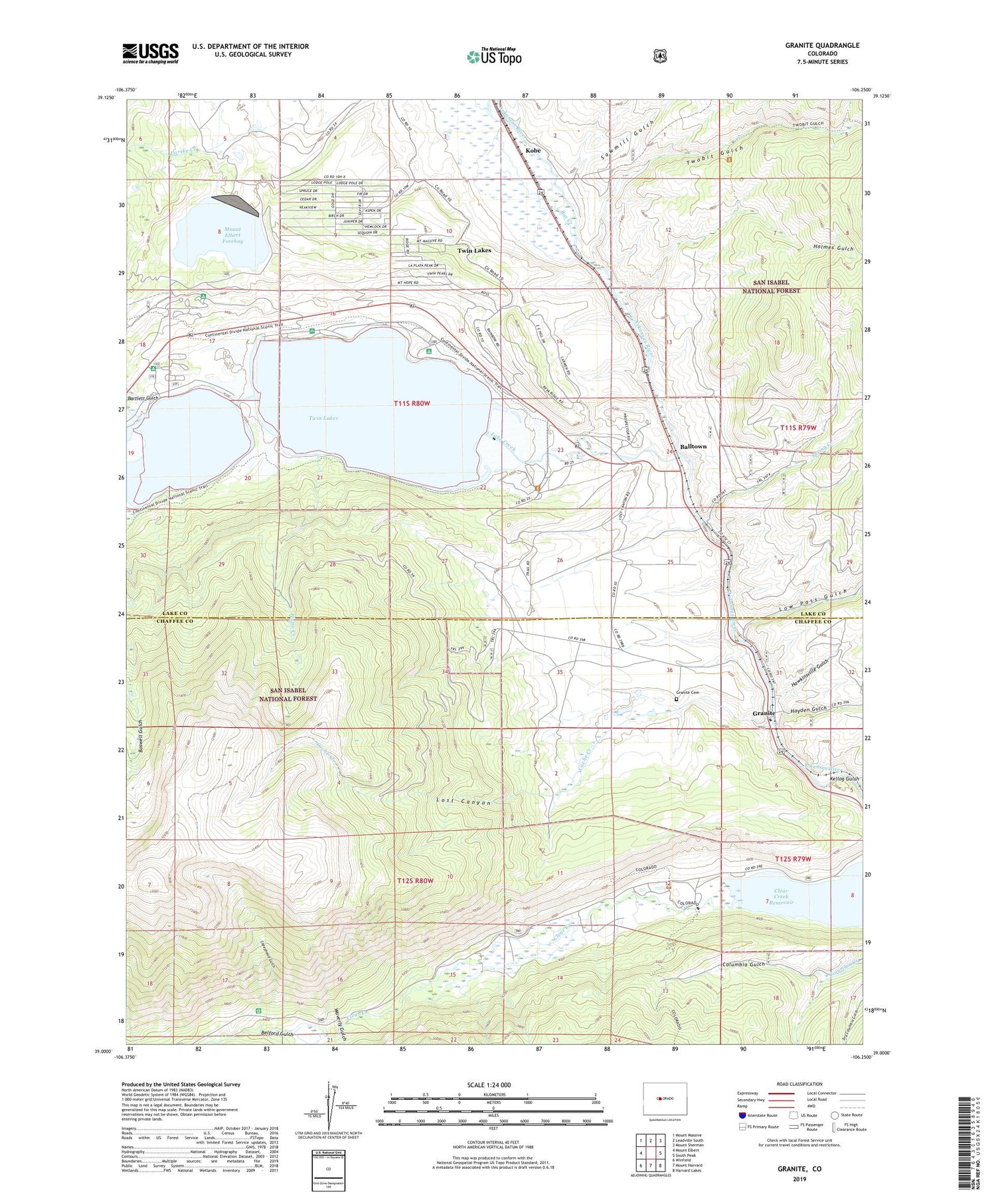 Granite Colorado US Topo Map Image