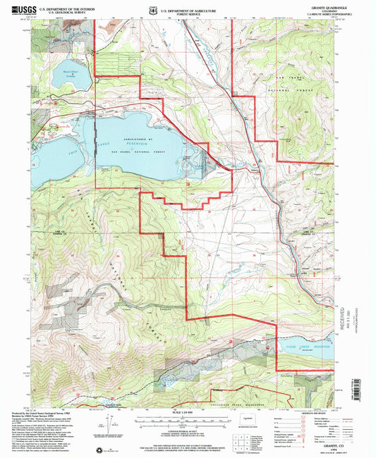 Classic USGS Granite Colorado 7.5'x7.5' Topo Map Image