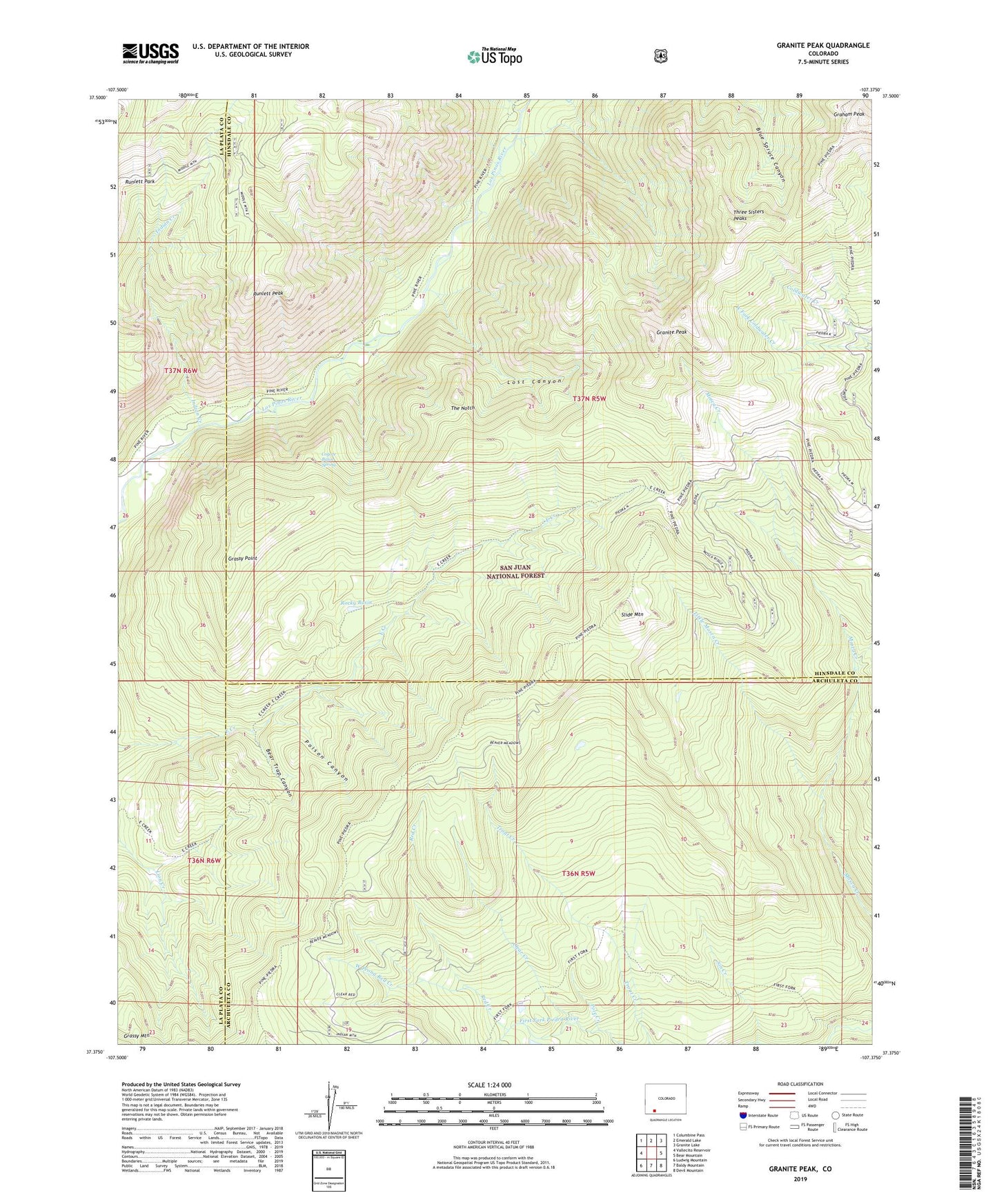Granite Peak Colorado US Topo Map Image