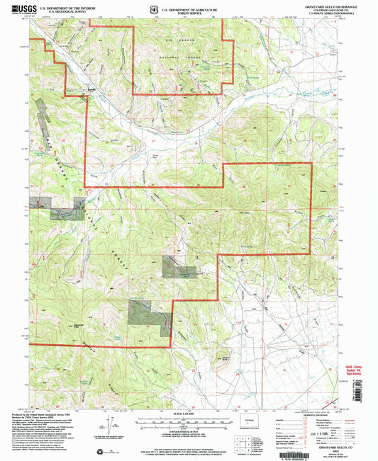 Classic USGS Graveyard Gulch Colorado 7.5'x7.5' Topo Map Image