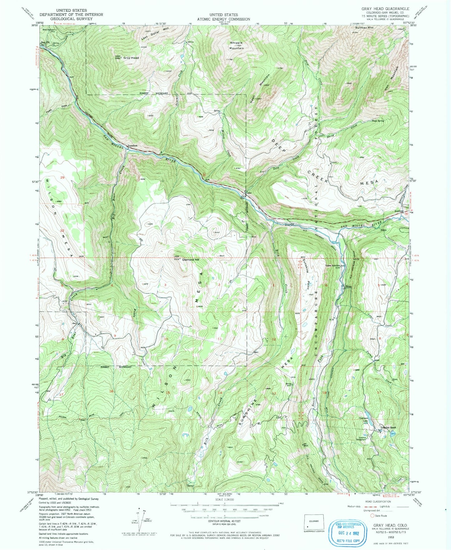 Classic USGS Gray Head Colorado 7.5'x7.5' Topo Map Image