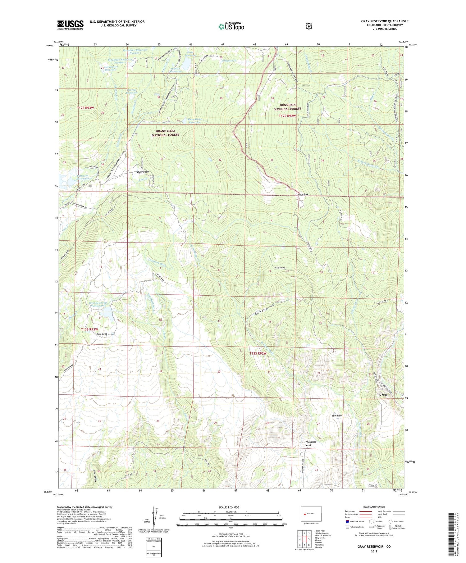 Gray Reservoir Colorado US Topo Map Image