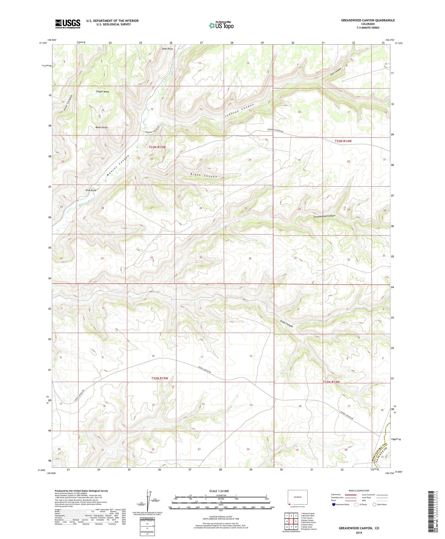 Greasewood Canyon Colorado US Topo Map Image