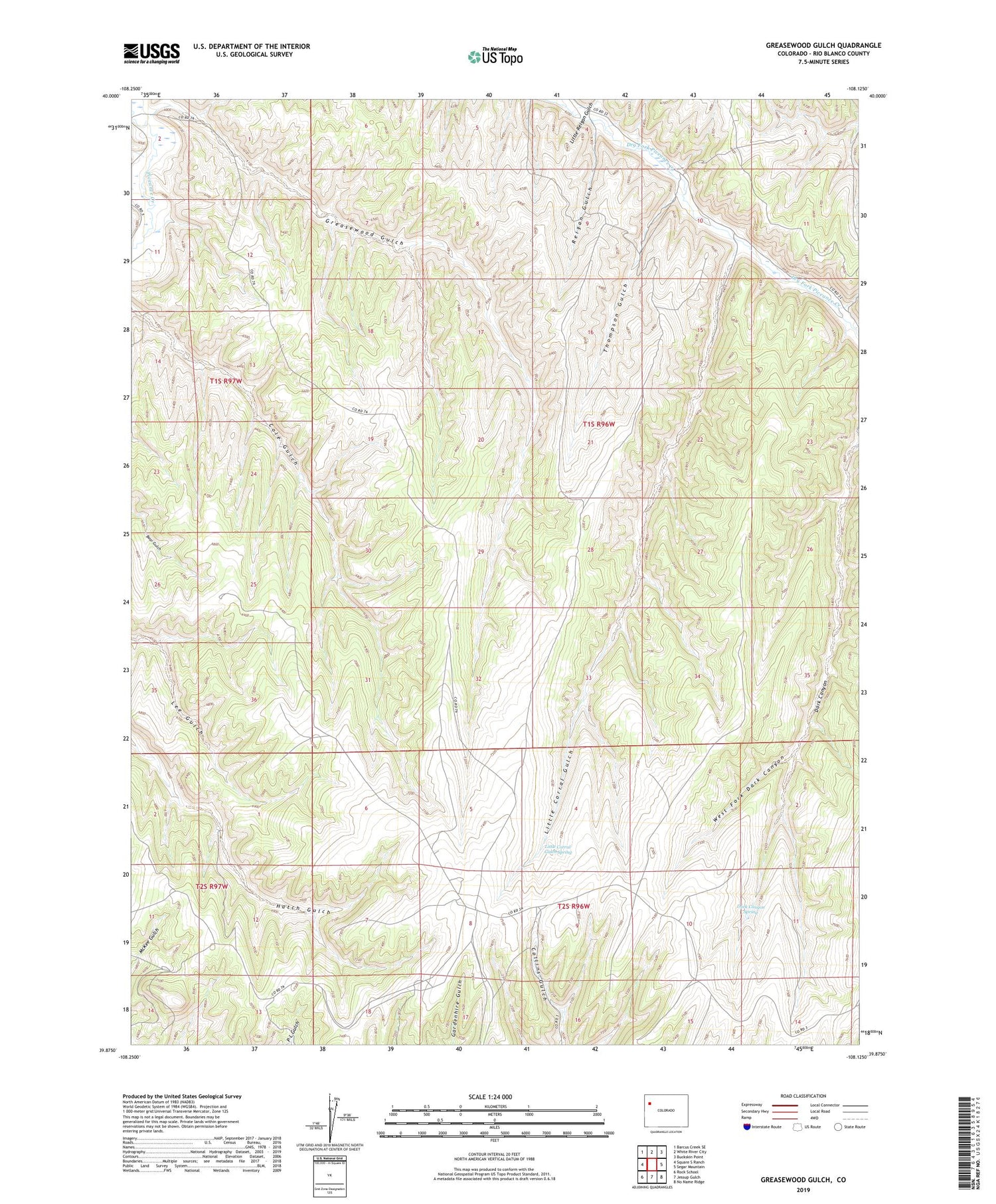 Greasewood Gulch Colorado US Topo Map Image