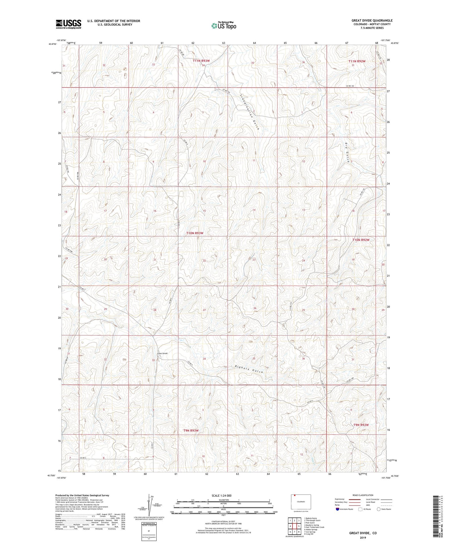 Great Divide Colorado US Topo Map Image