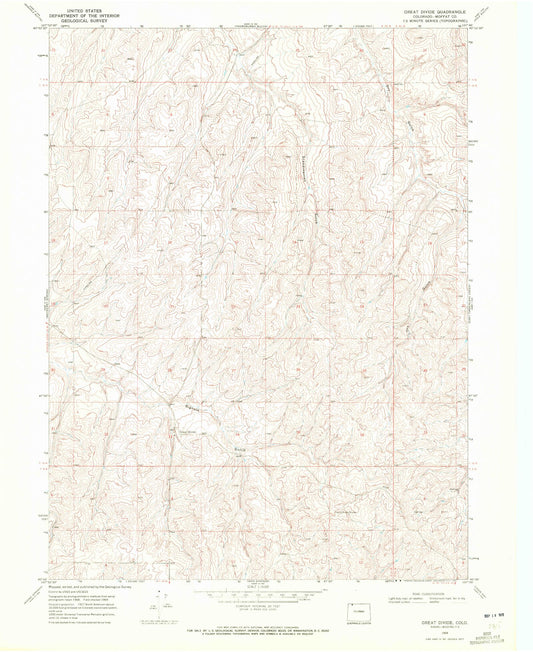 Classic USGS Great Divide Colorado 7.5'x7.5' Topo Map Image