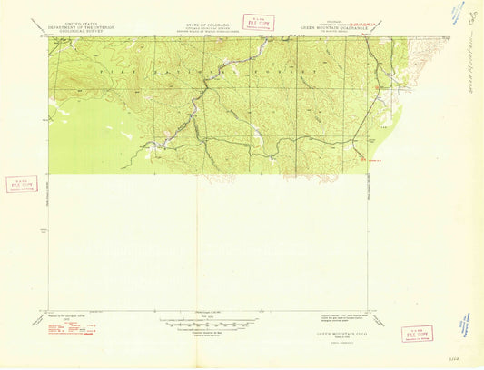 USGS Classic Green Mountain Colorado 7.5'x7.5' Topo Map Image