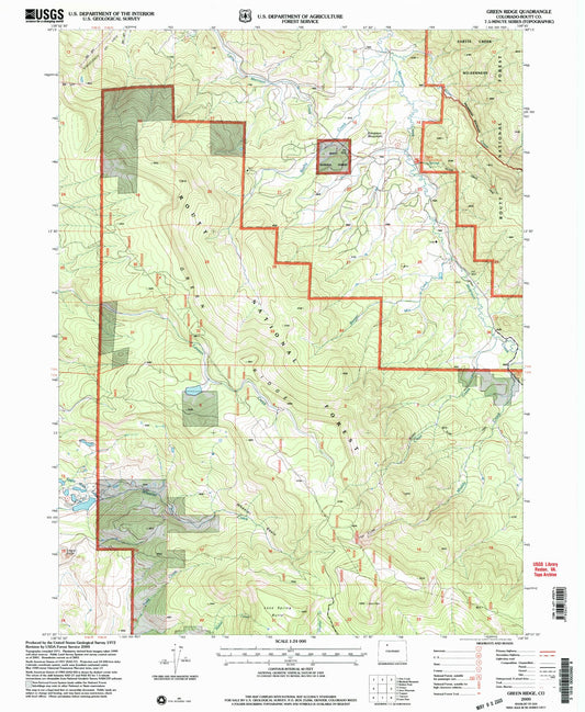 Classic USGS Green Ridge Colorado 7.5'x7.5' Topo Map Image