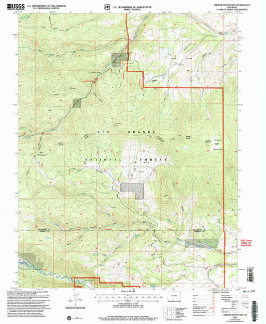 Classic USGS Greenie Mountain Colorado 7.5'x7.5' Topo Map Image
