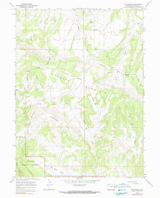 Classic USGS Greystone Colorado 7.5'x7.5' Topo Map Image