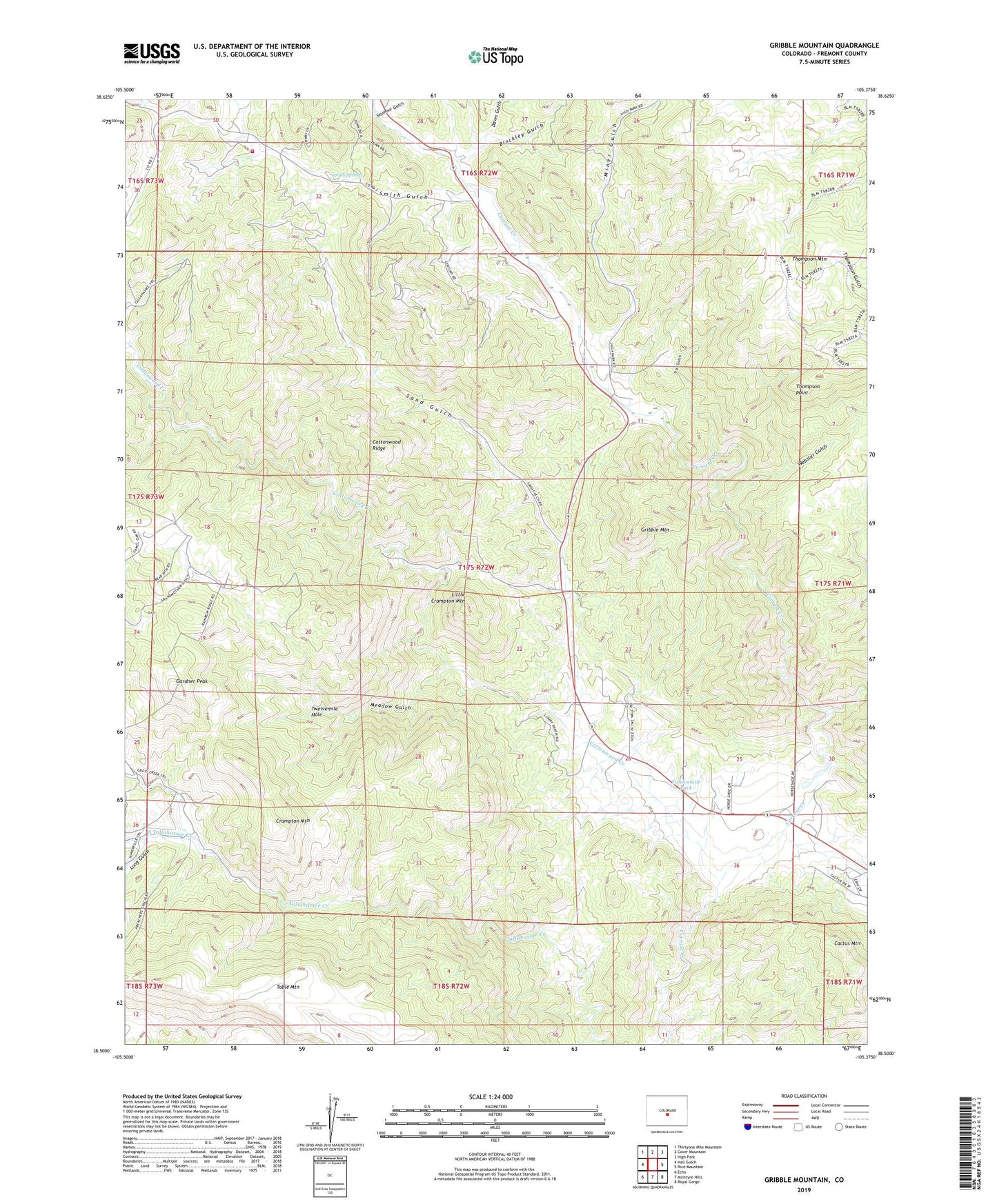 Gribble Mountain Colorado US Topo Map Image
