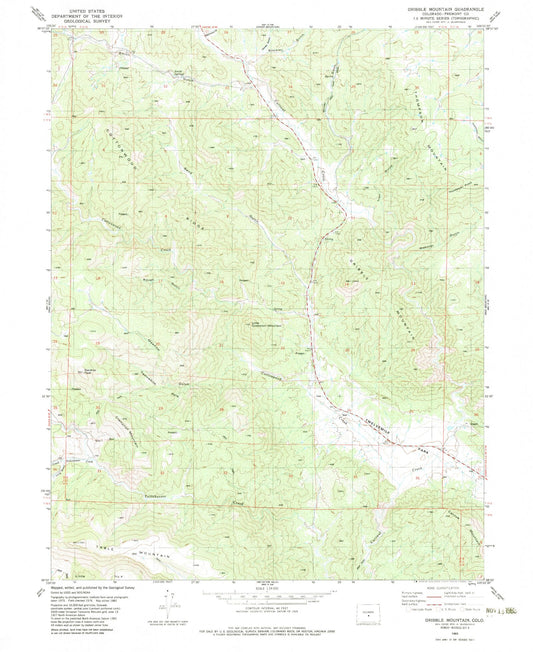 Classic USGS Gribble Mountain Colorado 7.5'x7.5' Topo Map Image