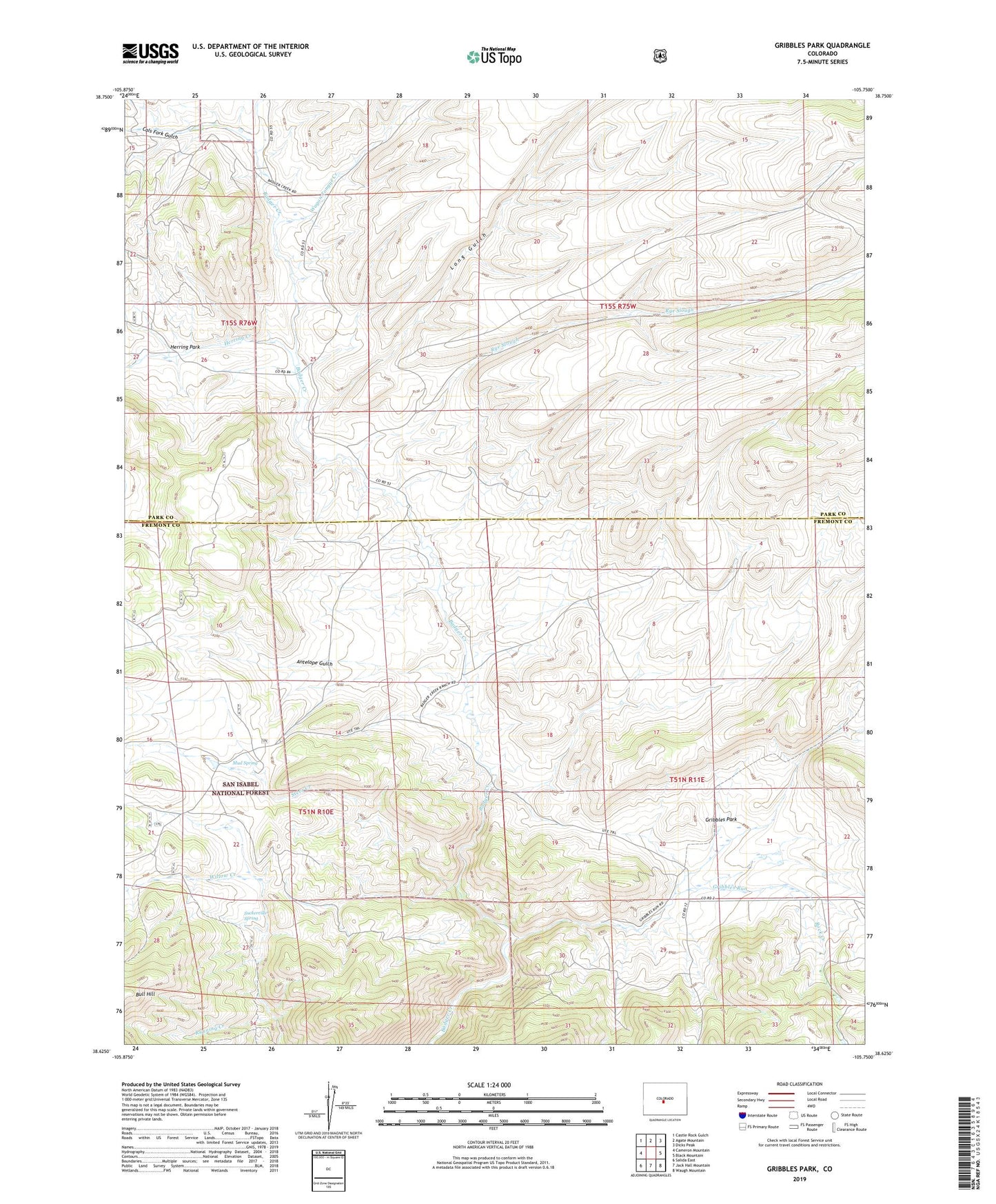 Gribbles Park Colorado US Topo Map Image